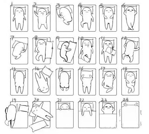 您睡觉时一般是下图中的哪种姿势?*13.